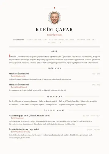 Tarih Öğretmeni Cv Örnekleri cv indir
